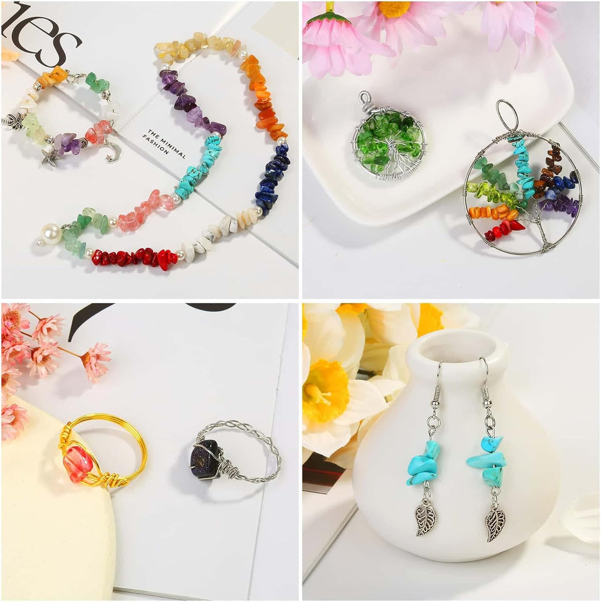 paxcoo 2278pcs crystal beads for jewelry making supplies shown in use