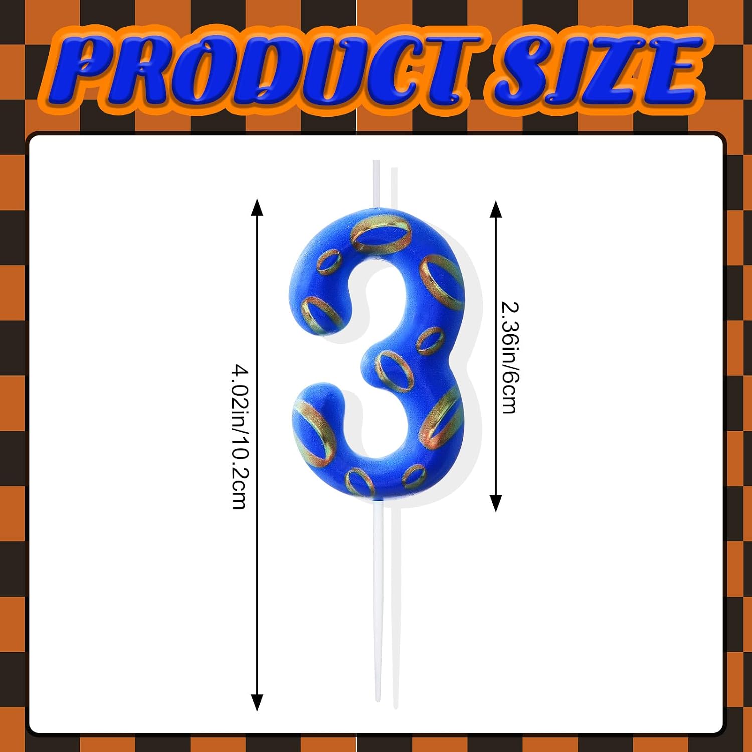 Conelist Number 3 Birthday Cake Candles Blue and Golden Rings Number Candle with Vibrant Designs for Boys & Girls, Theme Birthday Decorations, Cake Toppers for Theme Parties