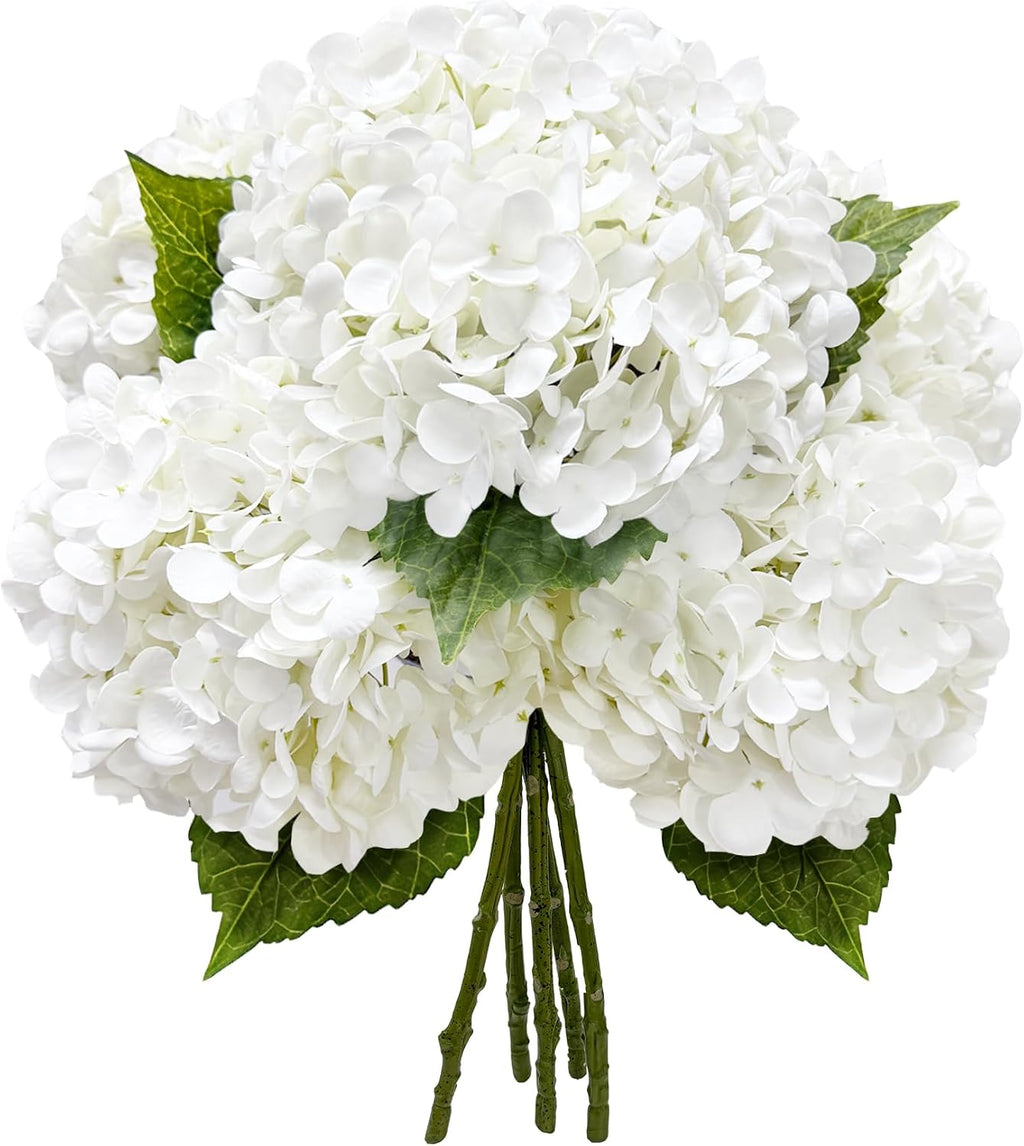 yatim 21in white artificial hydrangea flowers with stems, main product view