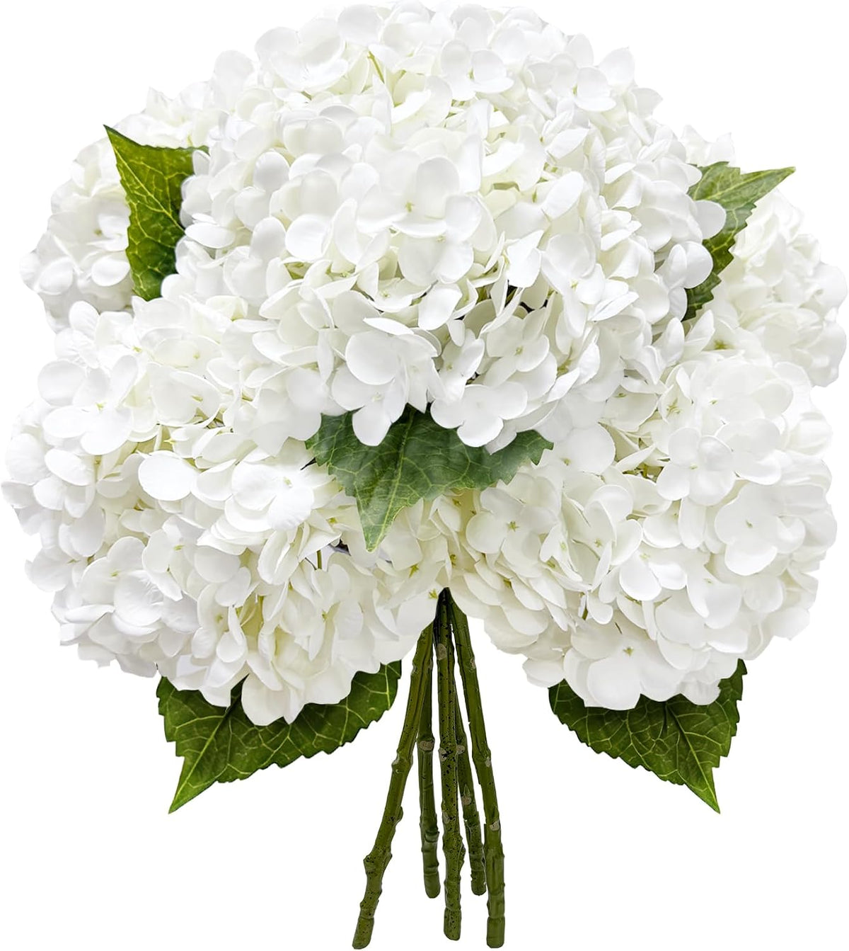 yatim 21in white artificial hydrangea flowers with stems, main product view