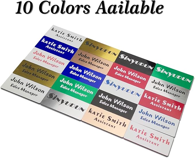 Custom Laser Engraved Name Badges with Pin, Magnetic, Adhesive, or Blank Backing, Durable Personalized Name Tag with 3 Lines of Custom Texts, Clear and Easy to Read, 10 Colors (1.5" x 3")