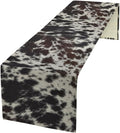 Cow Print Table Runner, Country Farm Animal Fur Skin Pattern Western Style Black Brown Cowhide Print Dinner Runner for Home Kitchen Dining Home Setting, 13x70 Inch