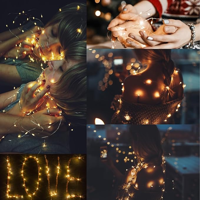 CYLAPEX Pack of 24 Fairy String Lights Battery Operated, 3.3ft 20 LEDs Halloween Silver Coated Copper Wire for DIY Decor Christmas Decoration Costume Warm White