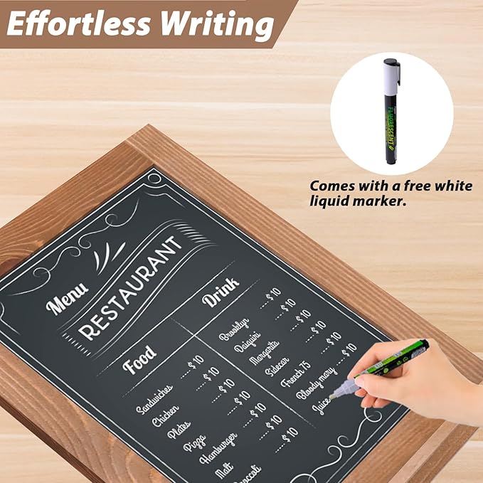 Magnetic Chalkboard 10"x14" Small Chalkboard Signs with Stand, Tabletop or Wall-Hanging Menu Board, Rustic Wood Frame Chalk Board Sign Board for Countertop Display/Home Décor/Wedding