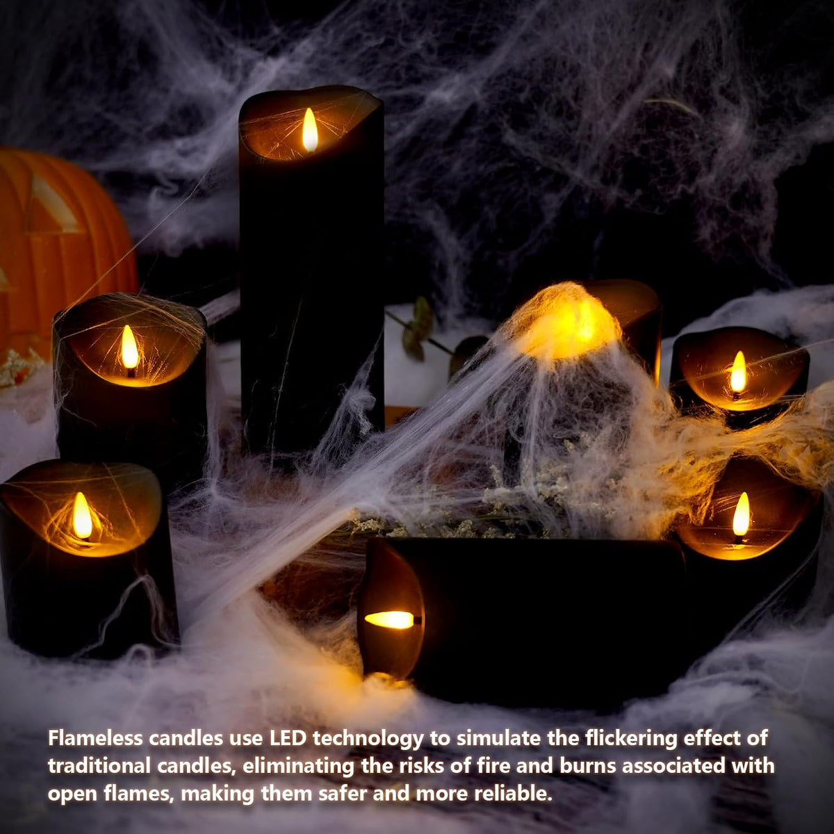nimiko flameless candles with remote, battery operated flickering, side view