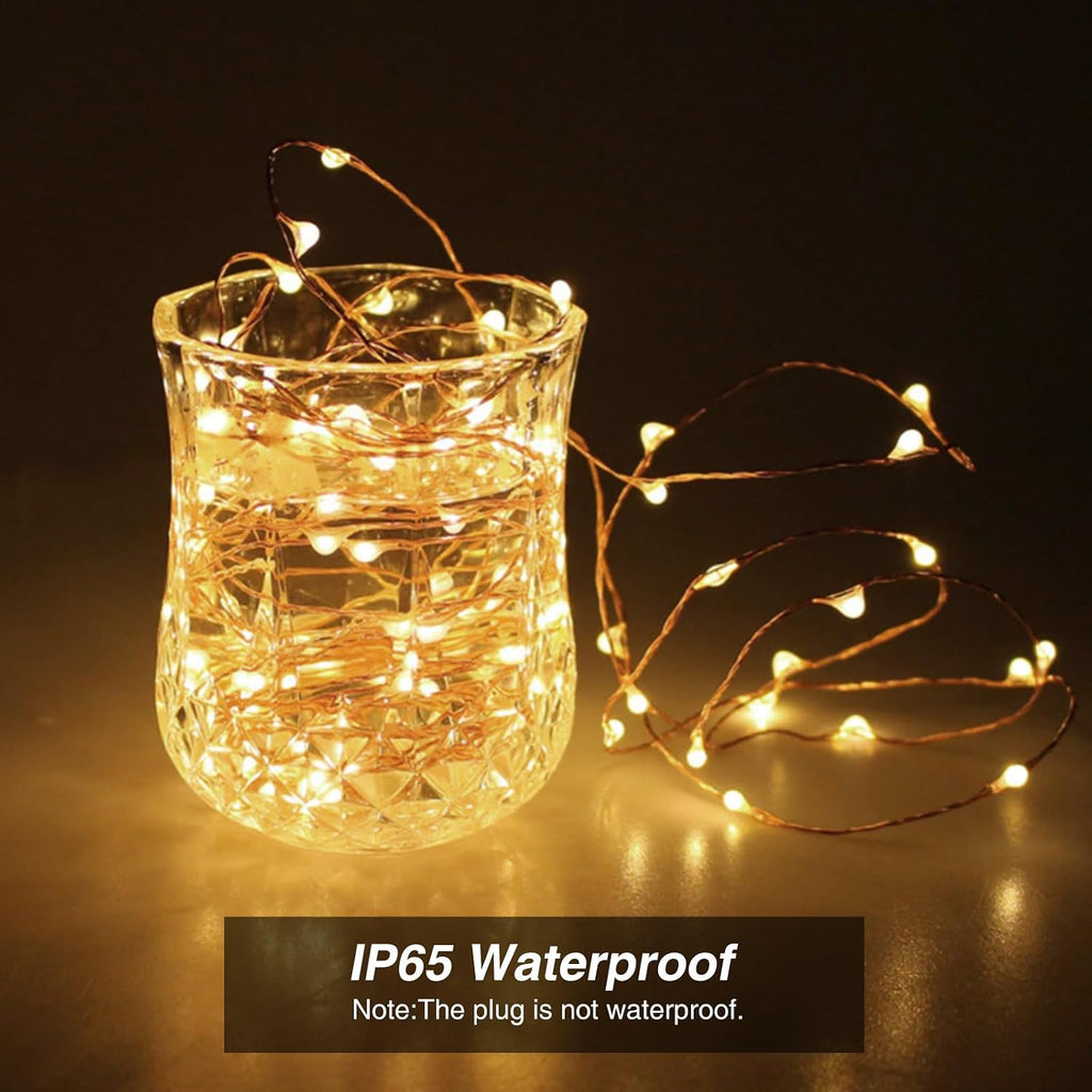 Fairy Lights Plug in,33Ft 100 LEDs Copper Lights Warm White,Christmas Lights Indoor Outdoor,Led Fairy String Lights for Bedroom Party Wedding Patio Christmas Tree Decoration