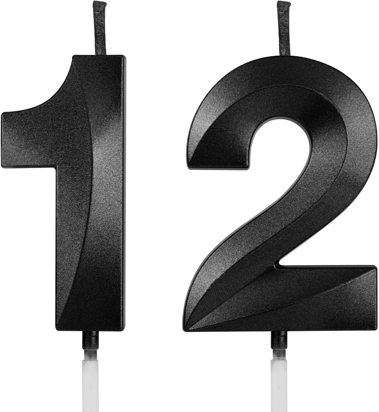 Number 12 Birthday Candles, 1.96 Inch Happy Birthday Cake Candles Cupcakes Topper Decoration for Birthday Party Wedding Anniversary Celebration Supplies (Black)