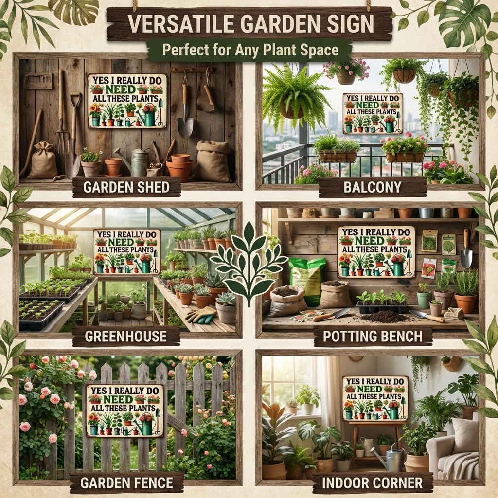 Bestylez Garden Gifts I Really Need All These Plants Vintage Gardening Signs for Home Garden Greenhouse Living Room Bedroom Yard Outdoor Decor 8X12 Inch (3362)