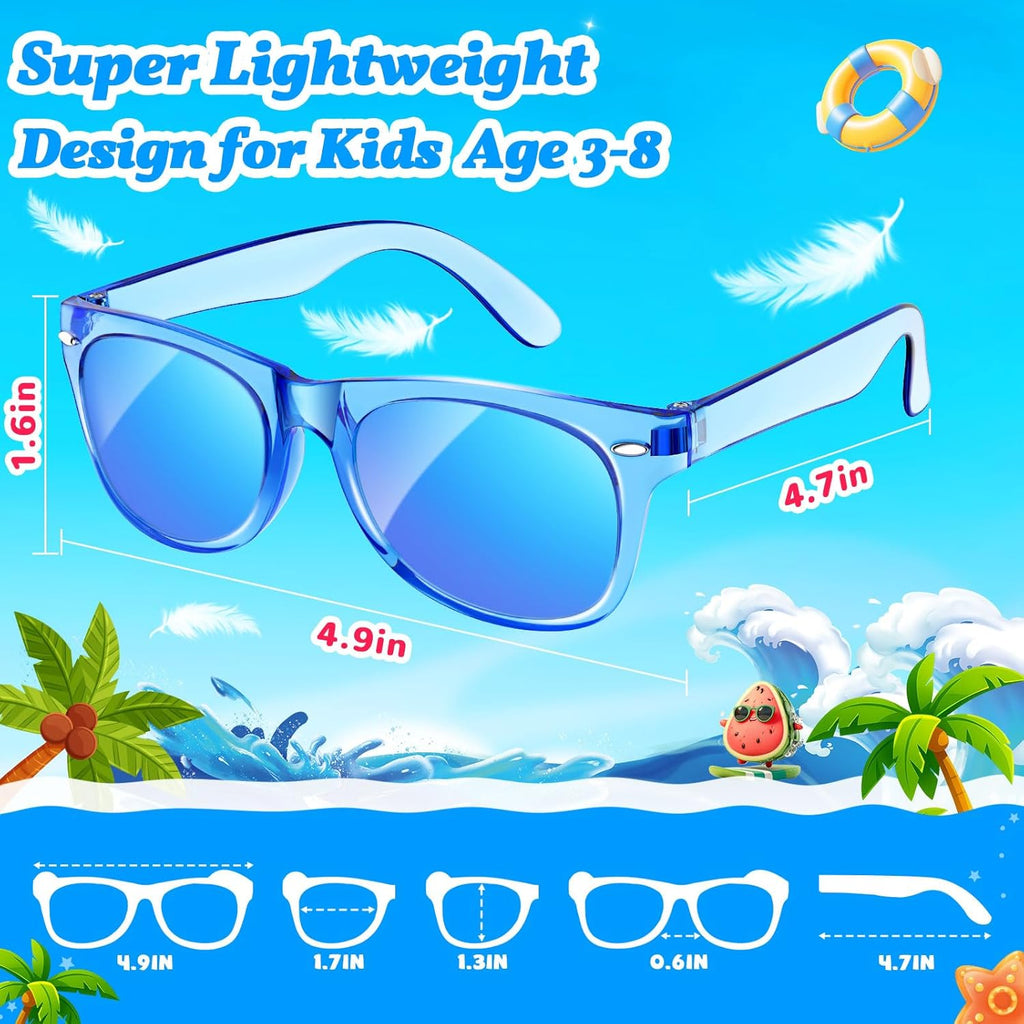 16 Pack Kids Sunglasses Bulk Party Favors - Goodie Bags Stuffers for Children Age 3-8,Boy Girl Neon Glasses with UV400 Protection,Birthday Classroom Graduation Gift,Pool Beach Party Supplies