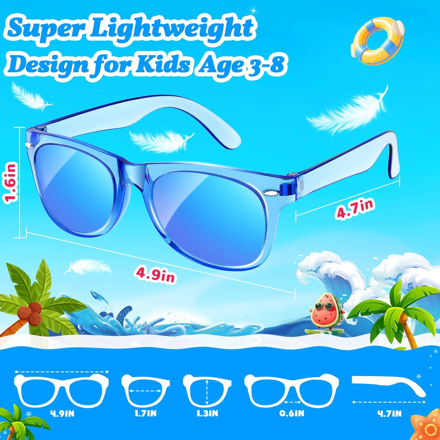 16 Pack Kids Sunglasses Bulk Party Favors - Goodie Bags Stuffers for Children Age 3-8,Boy Girl Neon Glasses with UV400 Protection,Birthday Classroom Graduation Gift,Pool Beach Party Supplies