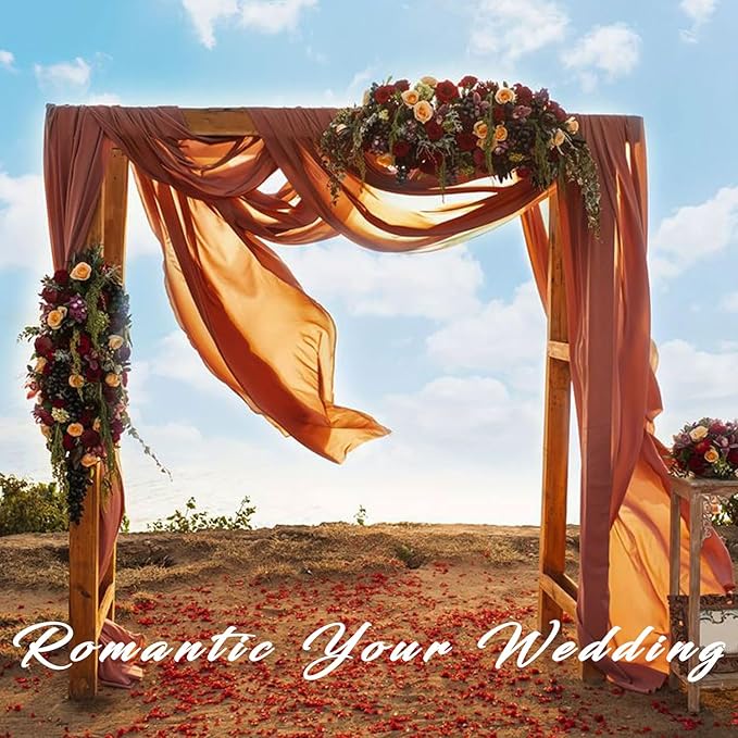 Wedding Arch Draping Fabric 2 Panels 20Ft Length x 28" Width Terracotta Photography Arch Drapes Chiffon Fabric Sheer Curtains Backdrop for Party Bridal Wedding Ceremony Ceiling Stage Reception Decor