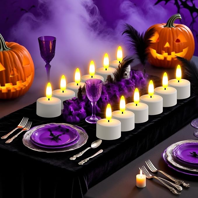 HL Rechargeable LED Tea Lights with USB Charging Base & Remote Timer - Battery Operated Flameless Flickering Votive Candles for Weddings, Emergency, Halloween, and Christmas Decorative 12pcs