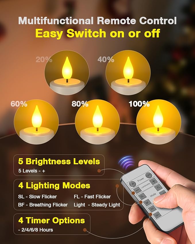SoulBay Flameless Candles with Remote Control Timer & Charging Base, 12pcs USB Rechargeable Battery LED Tea Lights Candles Small Votive for Lantern Pool Mantle Weddings Emergency Christmas Decorative