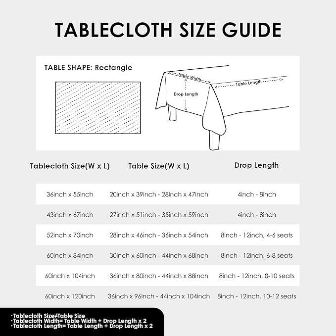 Rectangle Black Tablecloth 60 x 84 Inch Polyester Fabric Washable Table Cloth Decorative Wrinkle Resistant Solid Color Table Cover for Dining Party Wedding Camping