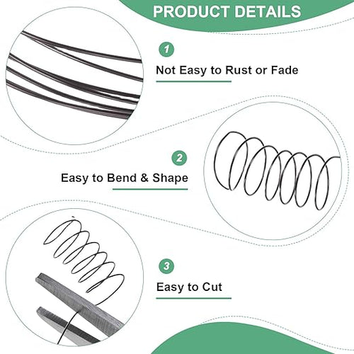 0.4mm Jewelry Wire, 26 Gauge 328FT Craft Wire Copper Beading Wire for Jewelry Making/Planting/Weaving/DIY Crafting, Soft Metal Wires [100M, Metallic Black]