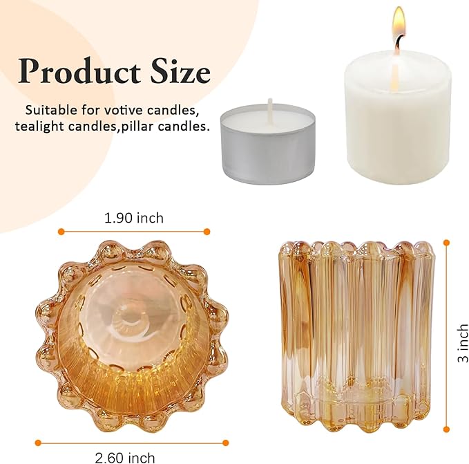 GOLDEAL 12Pcs Gold Glass Votive Candle Holders Tealight Holders Decorative, Tea Candle Holders Bulk,Candlestick for Wedding, Party,Dinner, Home Table Decor.