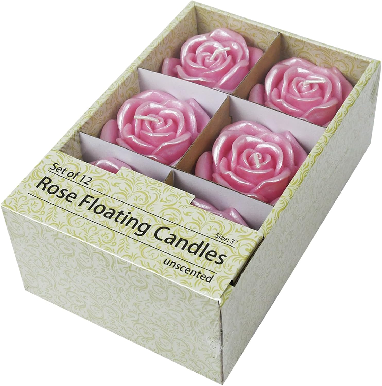 Zest Candle 12-Piece Folding Candles, 3-Inch, Pink Rose