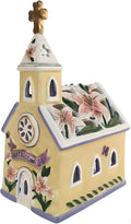 Blue Sky Clayworks Easter Blessings Church Candle House, Clay, 5.25-inch Length x 4.25-inch Width