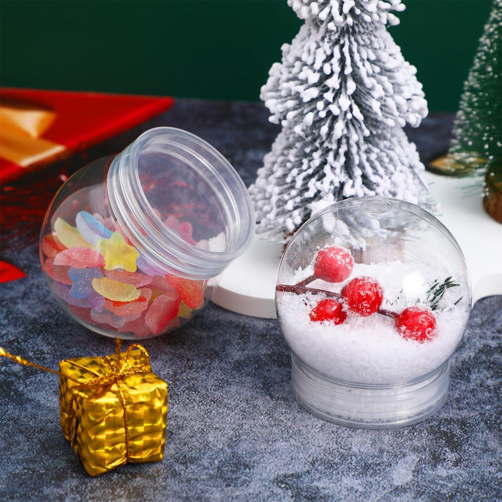 BESTOYARD Pack of 20 3-Inch DIY Snow Globe Water Globes, Clear Plastic with 55mm Screw Off Cap Reusable Kit for Bulk DIY Crafts, Valentines, Xmas, Fillable Commerial Holiday Projects