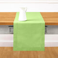 Solino Home Table Runner 90 Inches Long - Cotton Linen Hemstitch Apple Green Table Runner 14 x 90 Inch