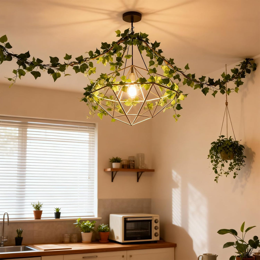 ucky 4pack total 24ft green fake vines ivy on a desk or shelf