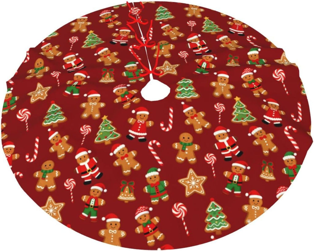Gingerbread Man Candy Christmas Tree Skirt 48 Inches Holiday Home Party Supplies Xmas Trees Mat Decorations
