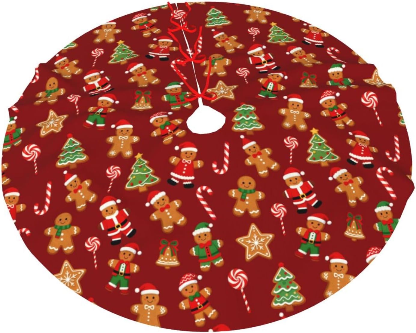 Gingerbread Man Candy Christmas Tree Skirt 48 Inches Holiday Home Party Supplies Xmas Trees Mat Decorations
