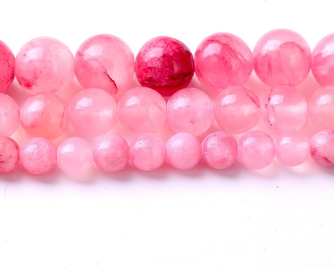 Blood Red Persian JadeStone Beads Gemstone Round Crystal Energy Jade Beads Stone Beads for Jewelry Making DIY Bracelet Necklace Jewelry Making 1 Strand 15.5inch 45PCS 8MM