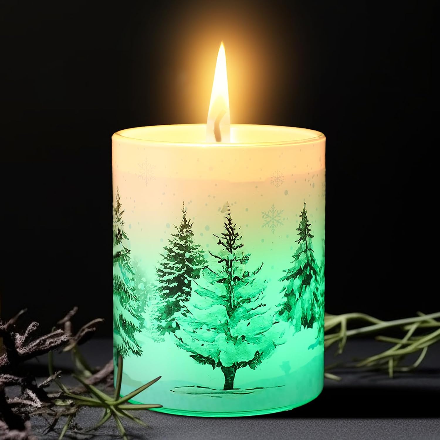 Christmas Scented Candle Gift Set for Women, Candles Can Change Into 7 Colors, Winter Candle with 7.6oz Soy Wax Fir Holiday Candles for Christmas Women Gift(Snow Forest)