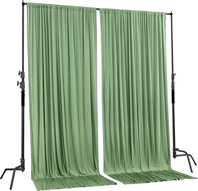 AK TRADING CO. 10 feet x 10 feet Sage IFR Polyester Backdrop Drapes Curtains Panels with Rod Pockets - Wedding Ceremony Party Home Window Decorations