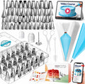 RFAQK 74 PCs Icing Piping Bags and Tips Set, Cake Decorating Kit with 48-Numbered Piping Tips, Anti Burst Pastry Bags for Cookie Cupcake Cake Decoration, Cake Decorating Tips Set with Booklet & E-book
