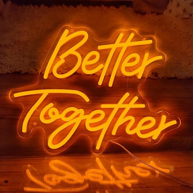 Better Together Neon Sign Better Together Wall Decor, Wedding Neon Sign Light up Wedding Sign for Wedding Banquet Couple Party Bedroom Bar Decoration, 11.7"" x 15.7""