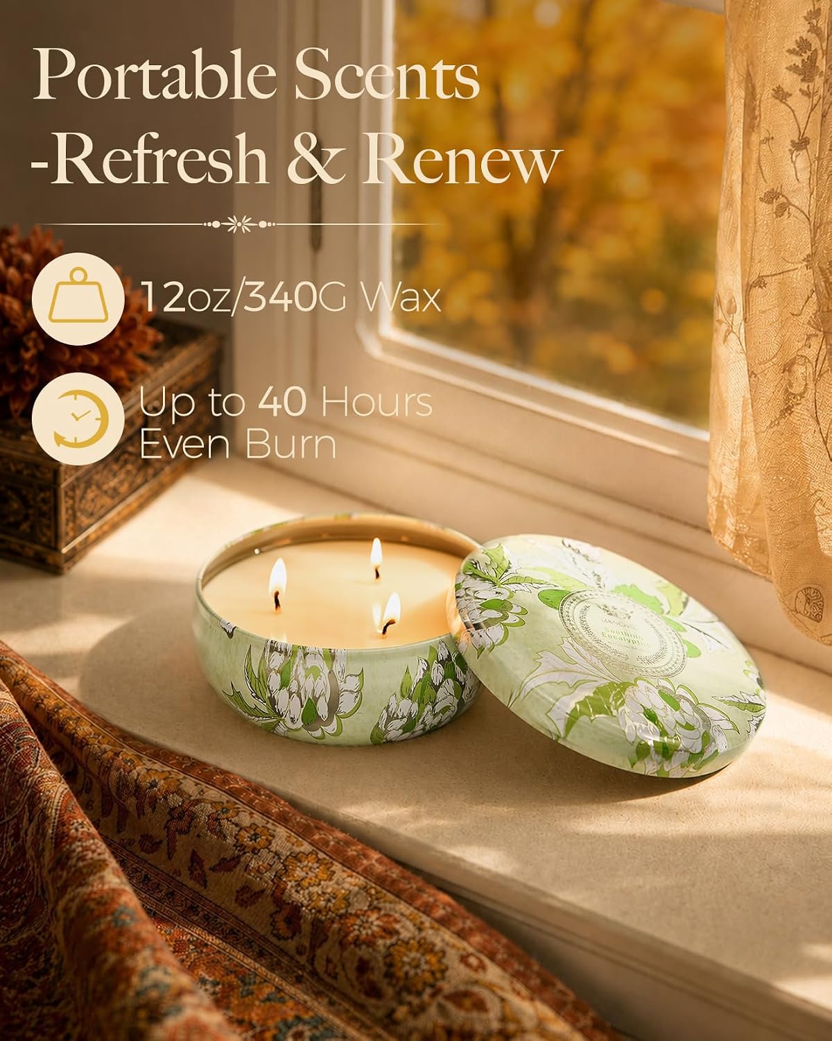 M&SENSE Soothing Eucalyptus Scented Candles, Large 3 Wick Soy Tin Candle, Over 40 Hour Burning Time, 100% Natural Vegan Wax, Relaxing Aromatherapy Aesthetic Candle Gift for Women Men