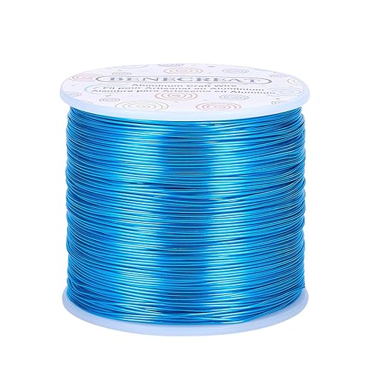 BENECREAT 20 Gauge 770FT Colored Aluminum Craft Wire - Deep Sky Blue Floral & Jewelry Beading Wire