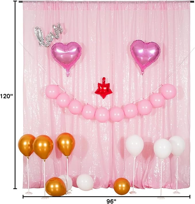 Poise3EHome Pink Sequin Backdrop,8FT x 10FT Sequin Photography Backdrop Curtain for Party Decoration