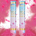 Previvo Gender Reveal Confetti Powder Cannon - 2 Pack Pink Baby Gender Reveal Poppers - 100% Biodegradable Powder Smoke - Baby Party Supplies