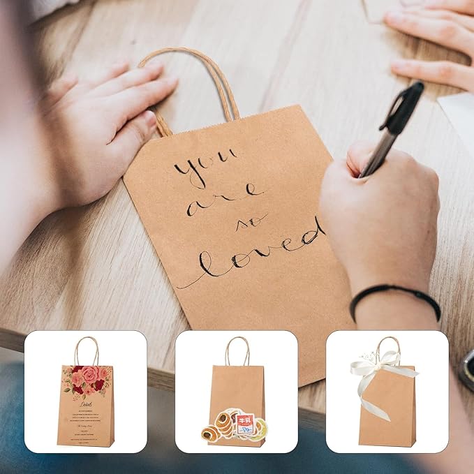 METRONIC Kraft Paper Gift Bags with Handles 5.25x3.75x8 Inch 20000 Pack | Christmas, Birthday Party Favors, Retail Shopping, Small Business Bulk | Brown Gift Wrap Bag
