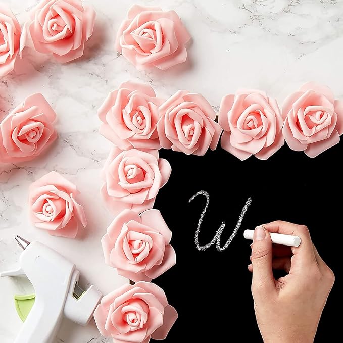 Juvale Artificial Roses for Wedding Decor - 3-Inch Pink, 100 Pack - Realistic Artificial Flowers for Centerpiece Table Decorations