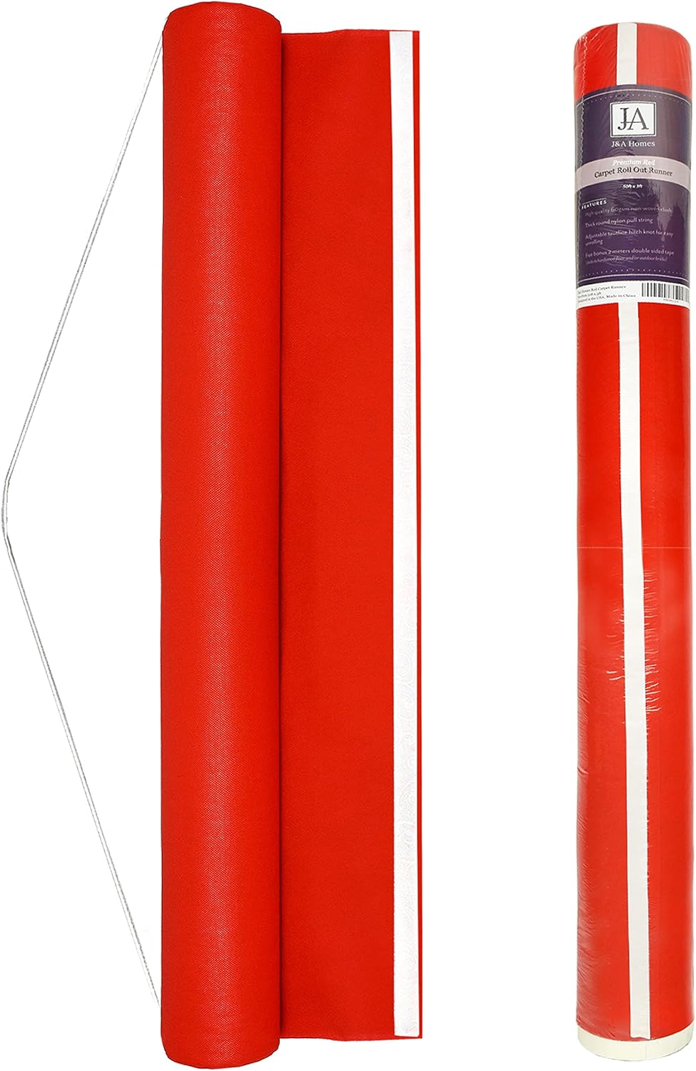 J&A Homes Red Aisle Runner - Professional-Grade Nylon, Includes Tape Doub...