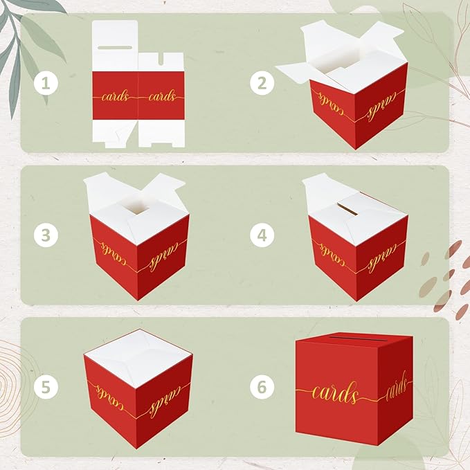 QIKSION Red Graduation Card Box, Gold Foil Gift Card Box for Graduation, Party, Wedding Reception, Birthday, Baby Shower, Raffle