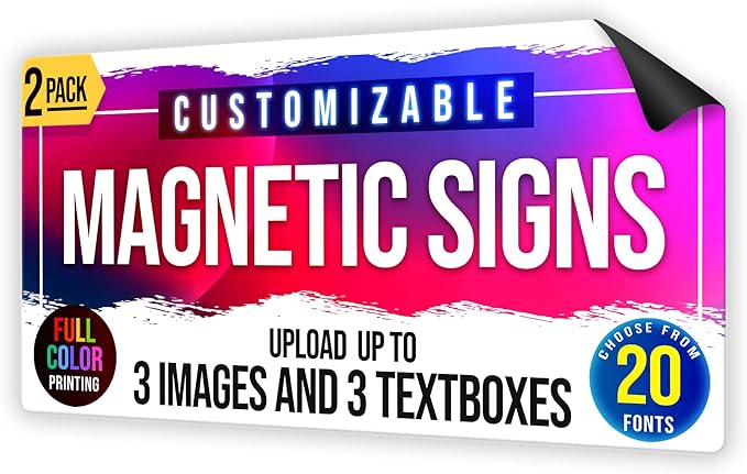 2-Pack,12"x24" Custom Magnet Signs in Full Color for Business and Advertising, 30 mil Customized Vinyl Car Magnets, Personalized Magnetic Sheets for Company Storefront & Vehicles (Rounded Corners D2)