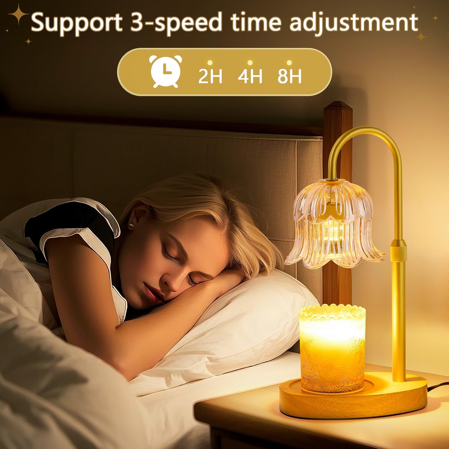 CRMILL Candle Warmer Lamp Electric Timer - Candles Warming Light Height Adjustable Dimmable Warmers Flower Lamps No Flame Heat Warm Melt Wax Jar Modern Home Decor Table Lights for Home Living Bedroom
