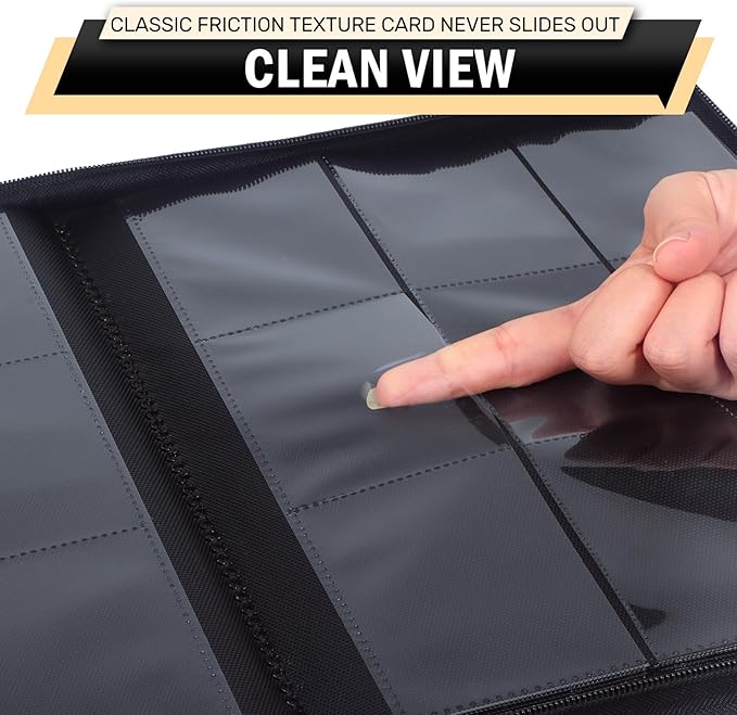 9 Pocket Card Binder, 540 Premium Zip Trading Card Binder, Double-sided Side Loading Card Collection Binder Album, Durable Leather Cover, Ringless Card Folder for Gifts, MTG, TCG, Sport Cards, Yellow