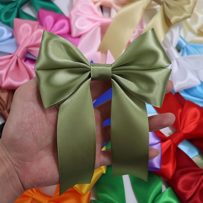 Olive Green Solid Satin Ribbon 1-1/2 Inch 25 Yards Solid Polyester Fabric Ribbon for Gift Wrapping Wedding Christmas Baby Shower Birthday Party Decoration Handmade Immortal Flower Craft
