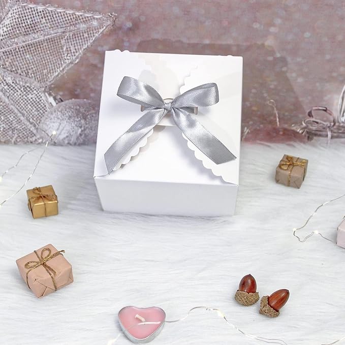 WEWILUCK Small White Gift Box, 10 PCS Pretty Favor Gift Boxes with Lids Bulk for Wedding, Bridesmaid Proposal, Birthday, Party, Holiday, Galentine's Day Presents, 4.75” x 4.75” x 3.53”