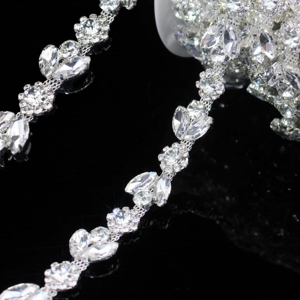 3 yard rhinestone trim chain silver string crystal shown in use