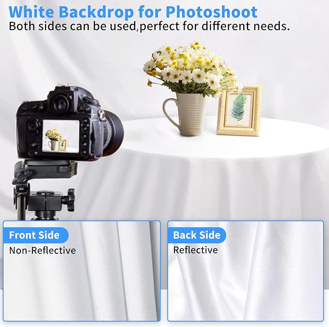 HEMMOTOP Photo Backdrop Curtains, 5x6.56 ft White Backdrop for Photoshoot, White Photography Seamless Backdrops Background for Easter, Birthday Party, Halloween, Photo, Projector Screen (150x200 cm)