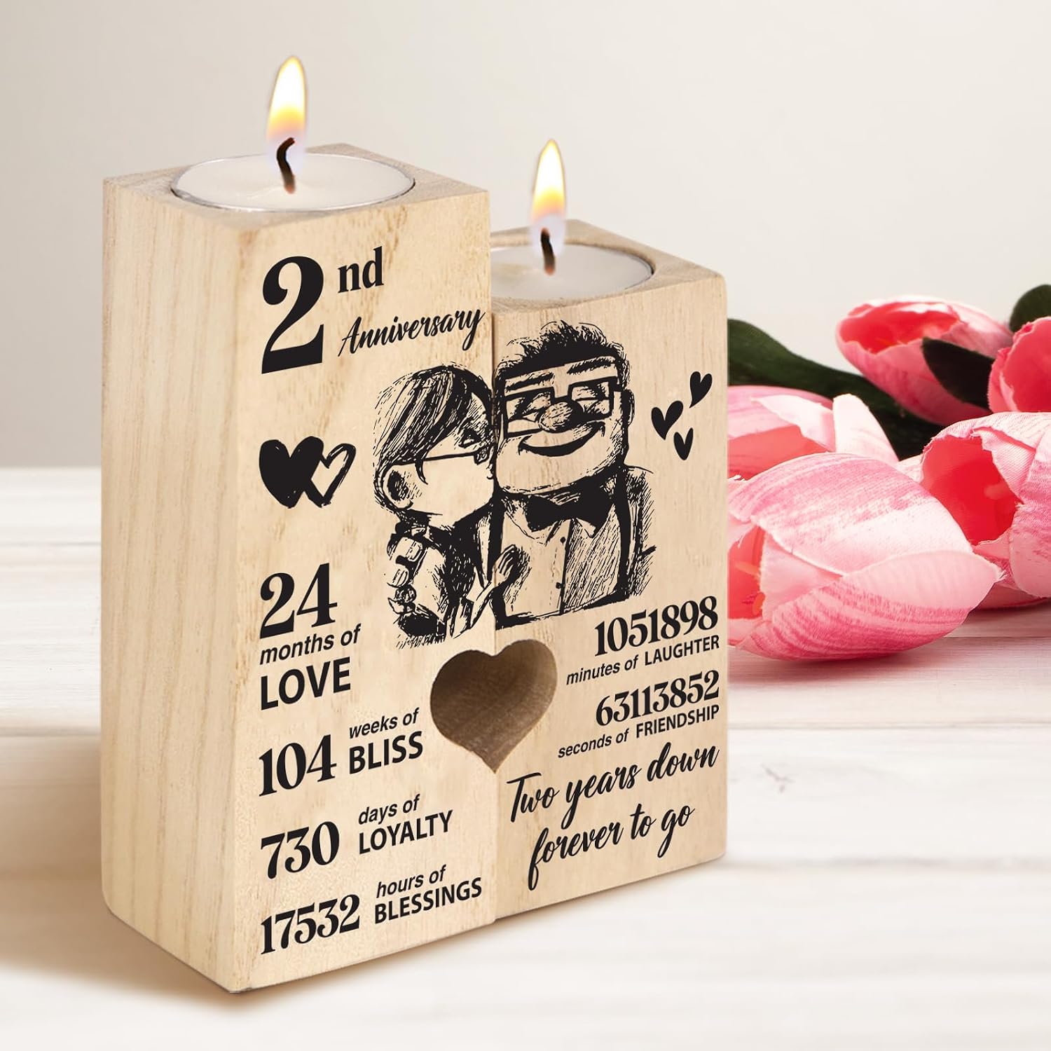 2nd Anniversary Wedding Gifts for Wife Girlfriend, Couples Gift Candlestick, Cotton 2nd Wedding Anniversary for Husband Boyfriend, Presents Gifts for Her Him