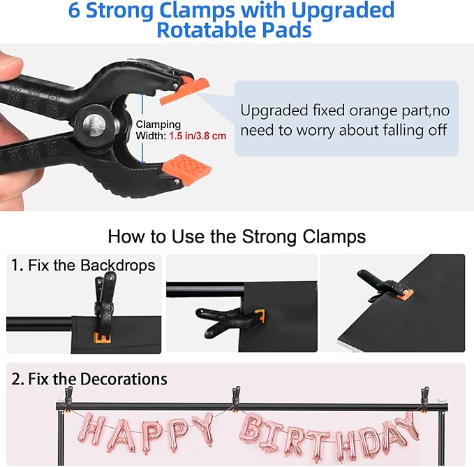 Hemmotop Photo Backdrop Stand, 10x7 ft Background Stand for Photoshoot, Adjustable Backdrops Support kit with Carry Bag for Parties, Photography, Projector Screen, Wedding, Decoration, Balloons