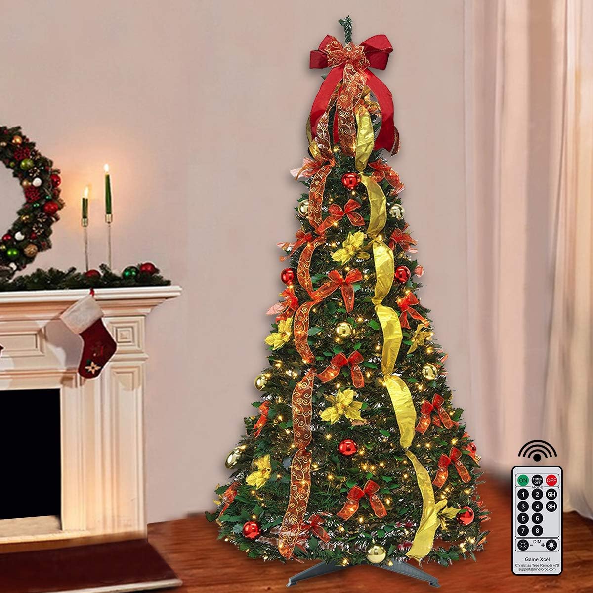 6ft prelit pop up artificial christmas tree pull, main product view